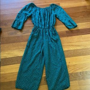 Abercrombie kids girls green and white jumpsuit